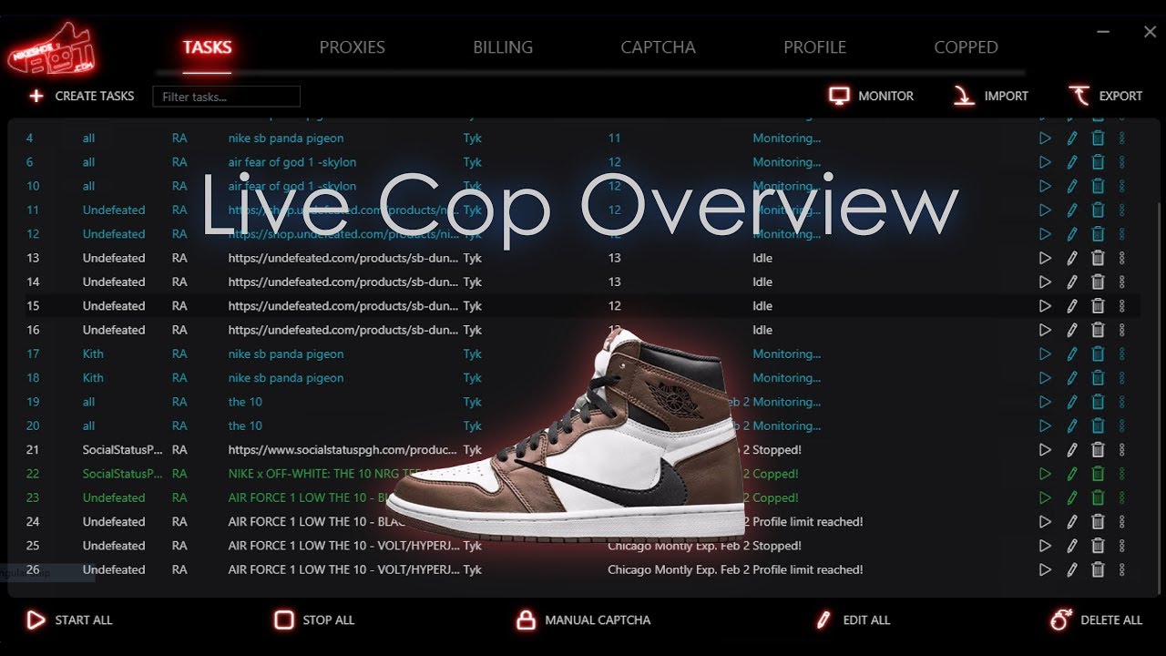NikeShoeBot Travis Scott x Air Jordan 1 Live Cop Overview