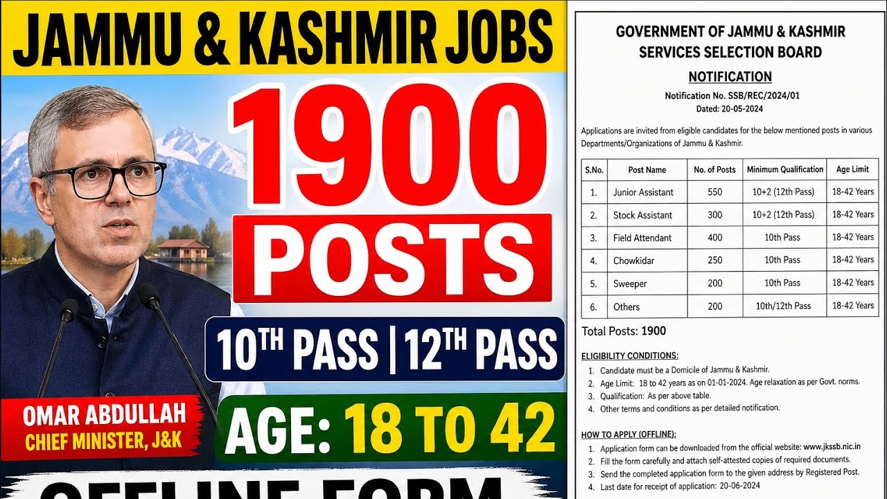 Offline form in Jammu Kashmir 2026// latest jobs in Jammu Kashmir 2026//JK latest vacancy 2026
