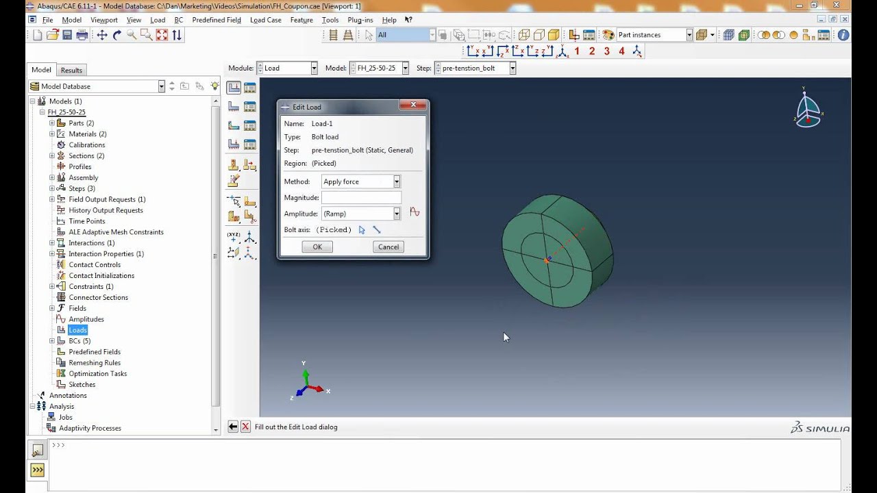 Creating a Bolt Preload in Abaqus/CAE