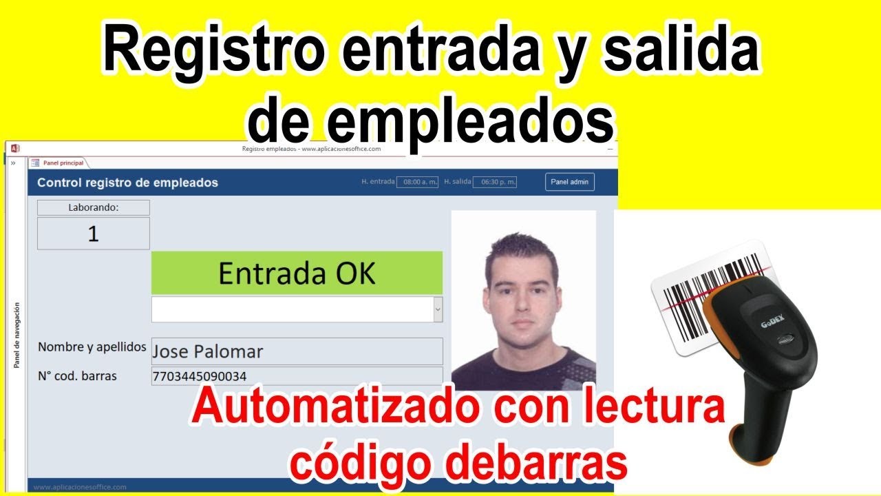 Control entrada y salida empleados con código de barras (RE2)