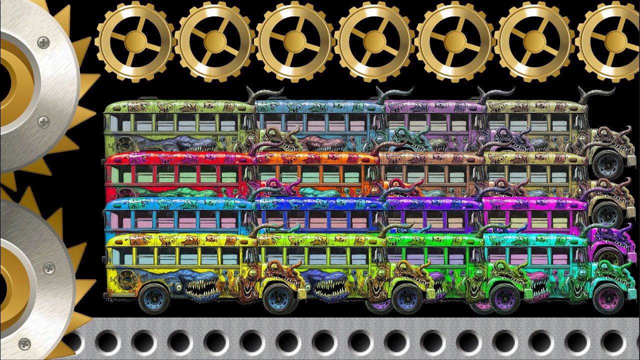Horned Monster School Bus Race - Marble Race & Ragdoll Battle