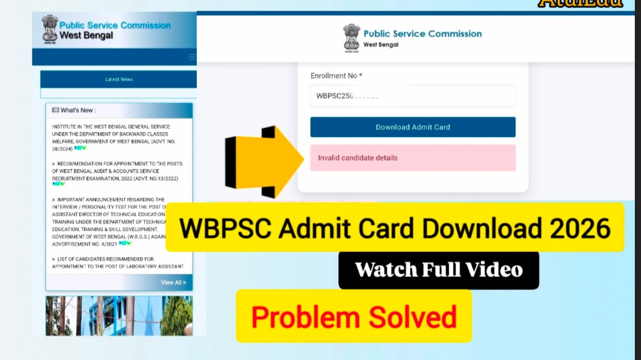 WBCS Admit Card Download 2026 | Download Problem SOLVED | How To Download WBCS Admit Card | WBCS