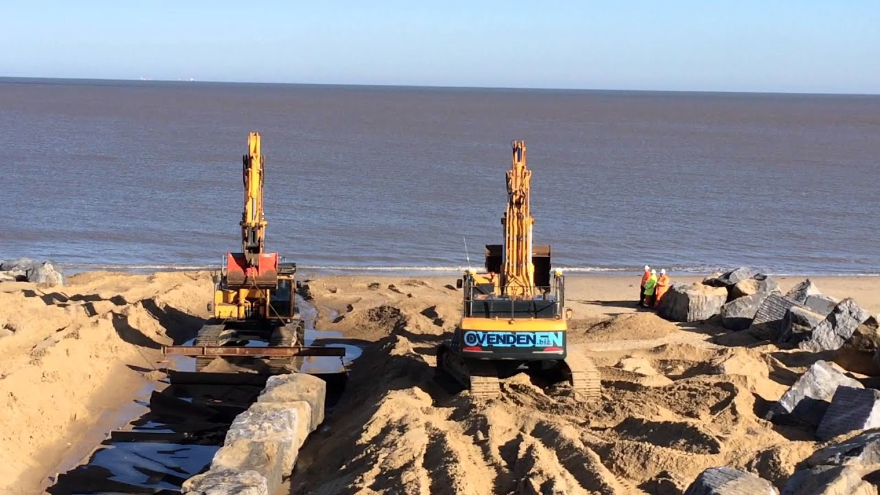 Constructing Rock Groynes at Winterton-On-Sea
