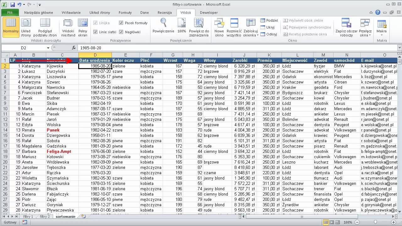 EXCEL - Blokowanie okienek (Zablokuj okienka)