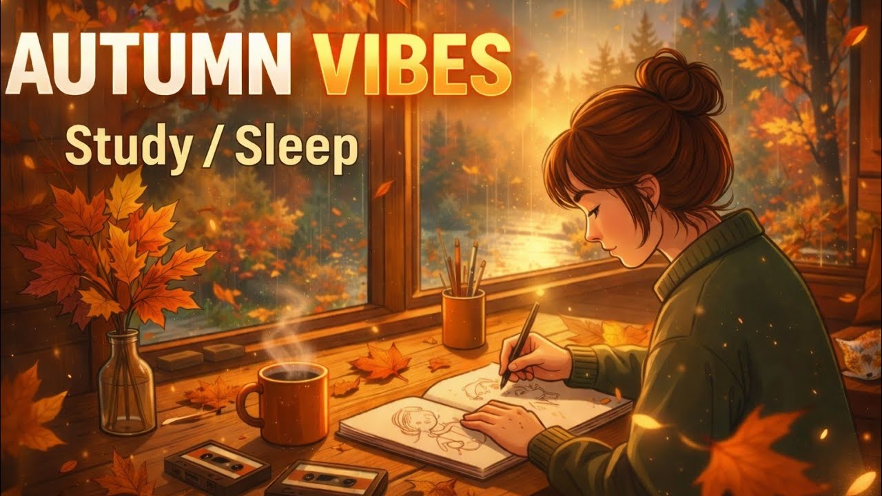 Rainy Autumn Lofi 🍂 Cozy Cabin Ambience for Deep Focus