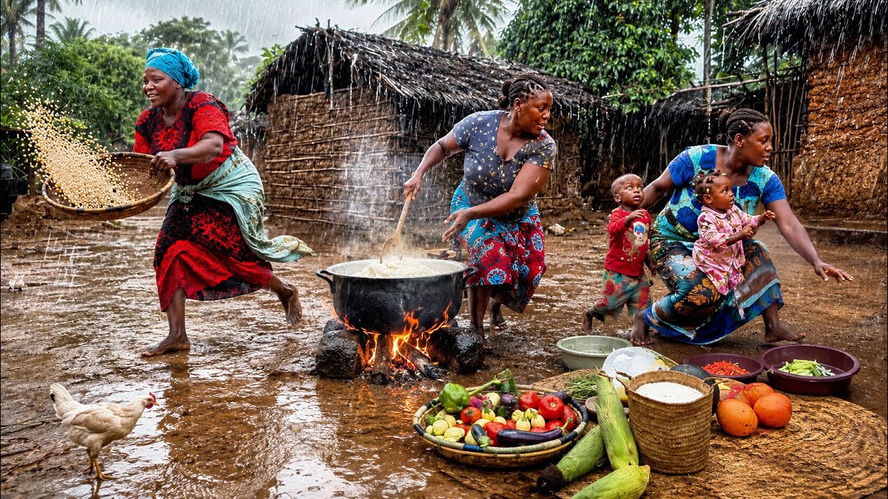 Rainy Day Village Life 🌧️ We Turned Maize Into Flour & Cooked the Ultimate Organic Comfort Food🔥