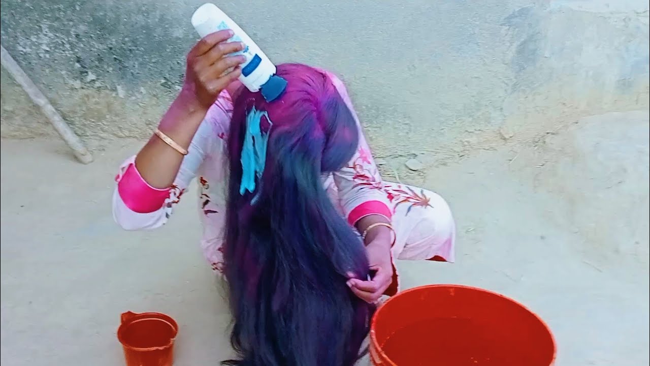 Holi Celebrations Video Long Hair And Hairwashing Full video link 👉 instagram Priyachandan37