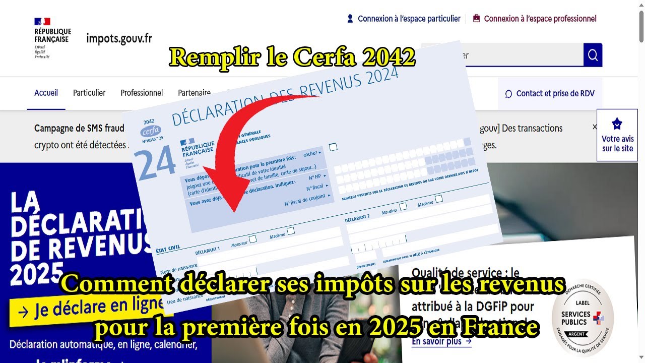 Déclaration des impôts sur les revenus pour la première fois 2025 en France |Remplir le Cerfa 2042|