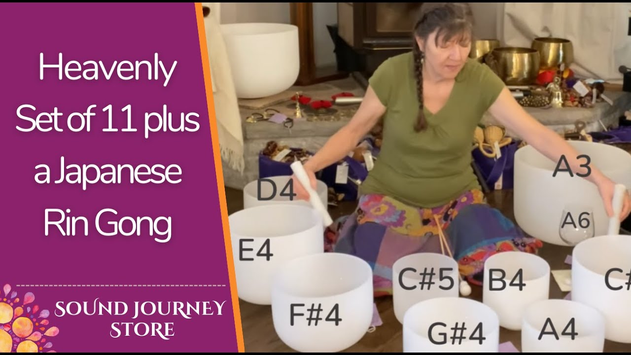 Heavenly Set of 11 Crystal Singing Bowls plus a Japanese Rin Gong