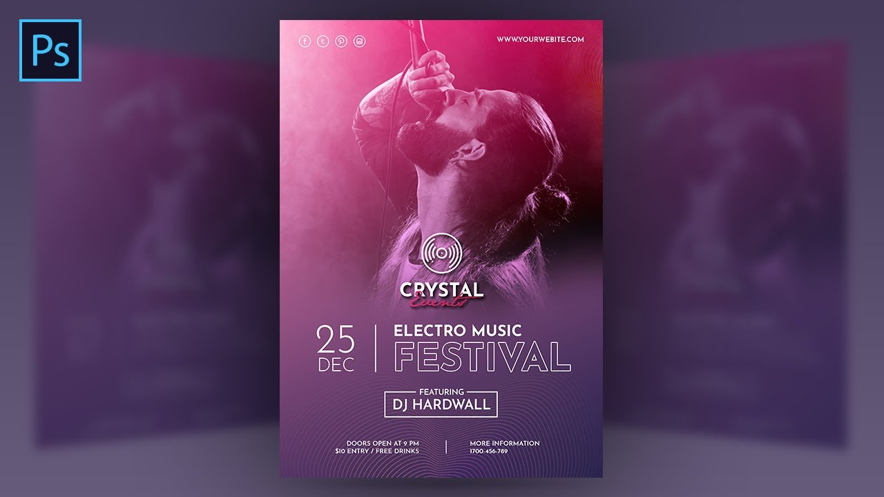 Electro Music Festival Poster Design In Adobe Photoshop