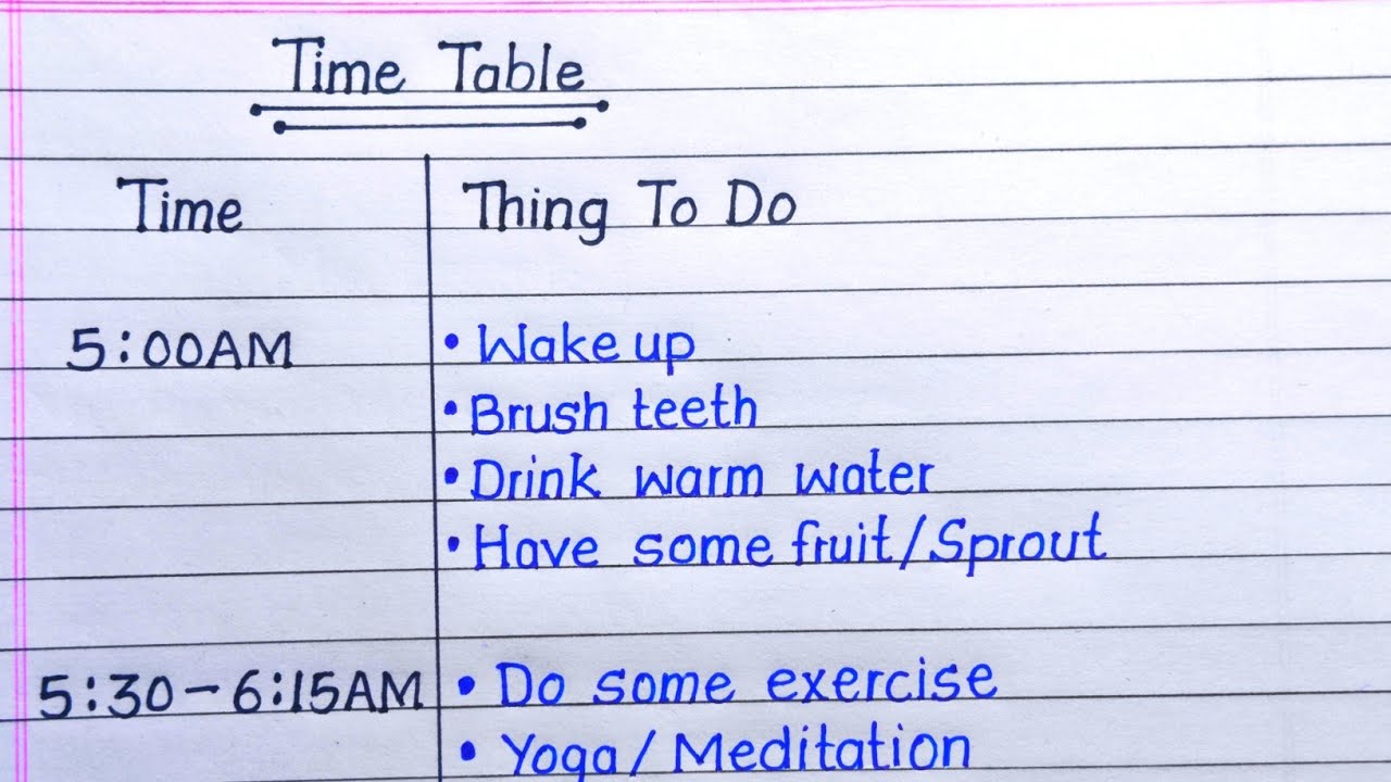 Best Time Table For Every Students || Daily Time Table in English || Daily Routine For Students