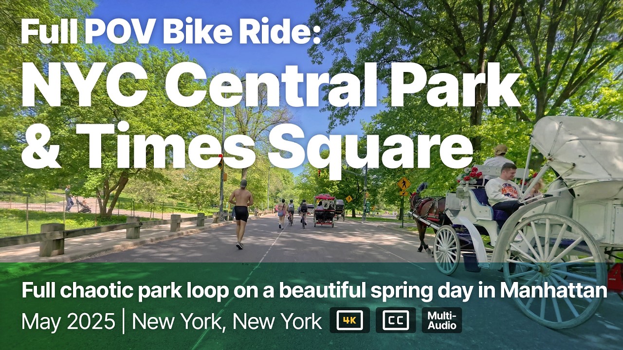 New York City Central Park - Full Springtime Park Loop Ride + Times Square [Dual Audio, 4k POV]
