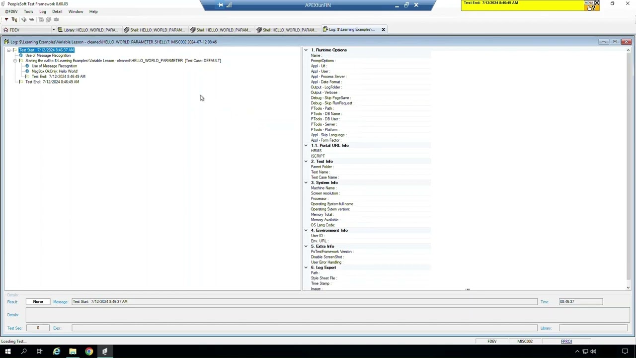 Peoplesoft Test Framework: Variable Usage