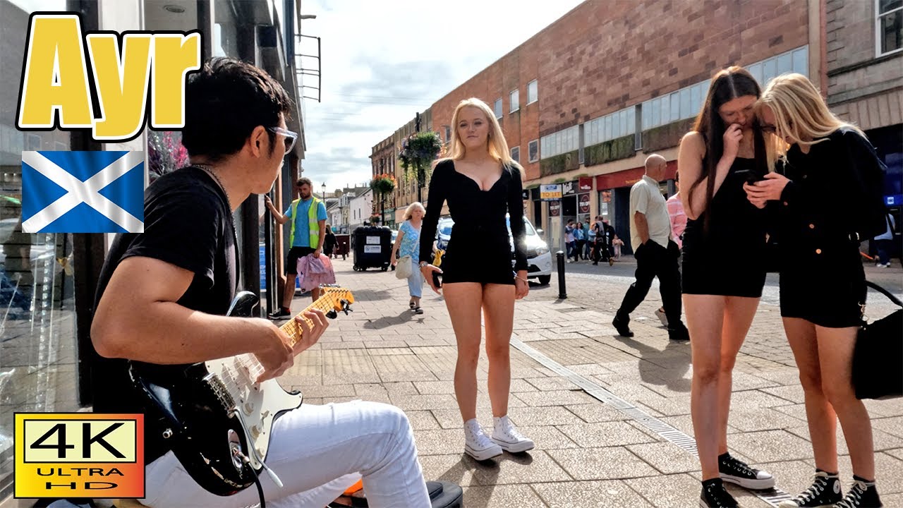 Busking in Ayr / 2022 / Scotland / Jimi Hendrix / street musician / uk / 日本人ギタリスト / 4K /