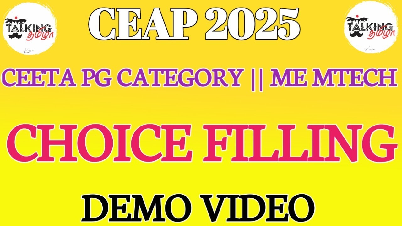 CEAP 2025 || CEETA PG CATEGORY || CHOICE FILLING || DEMO VIDEO || ME MTECH MARCH || @talkingtamila 