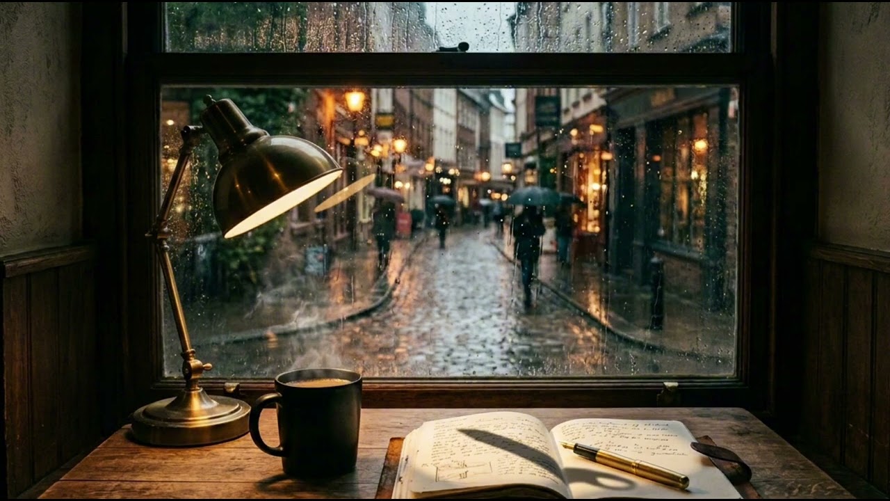 Cozy Piano Jazz & Rainy Cafe 24/7 | ☕ Smooth Study Music | 🌧️ Rain on Window | 🎹 Relaxing Jazz Piano