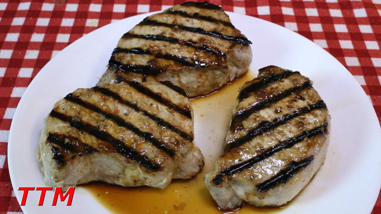 Stovetop Grilled Pork Loin New York Chops on the Cast Iron Grill