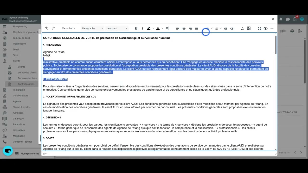 Modifier un contrat client
