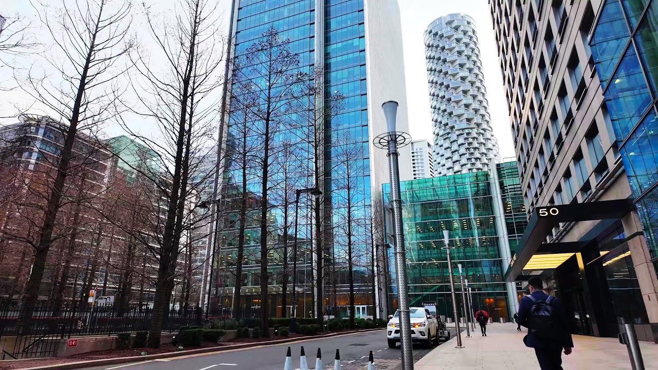 [4K] Canary Wharf Winter Morning Walk | London