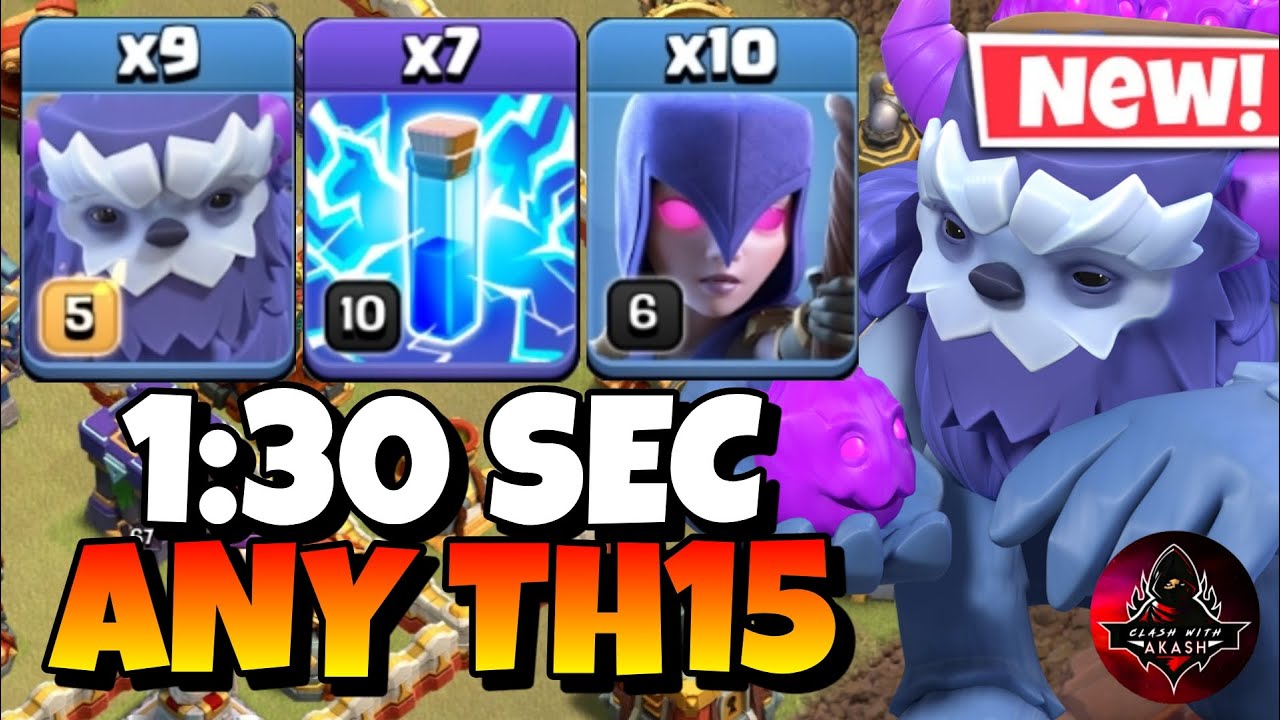 Th15 Yeti Witch Attack With 7 Zap Spell | Best Th15 Attack Strategy in Clash of Clans