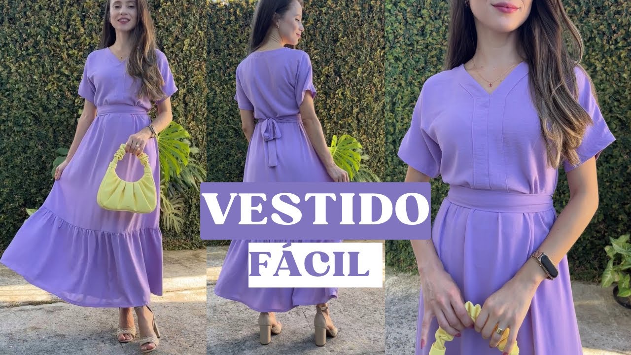 VESTIDO COM MANGA JAPONESA E BABADO | Corte e costura FÁCIL