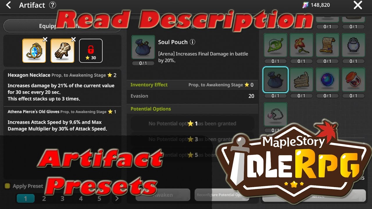 Maplestory Idle Artifact Presets (Read Description) #maplestoryidle #mapleidle #maplestory