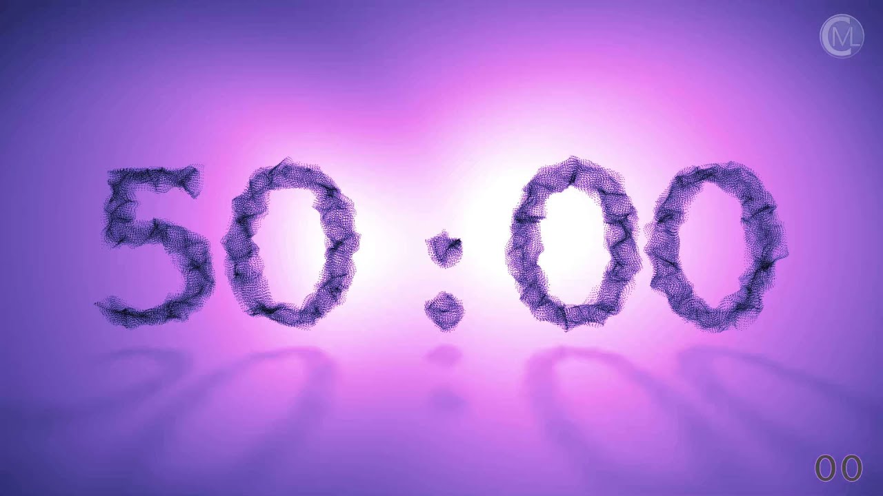 50-Minute Countdown with Soft Voice, Particle Animation & Ambient Effects