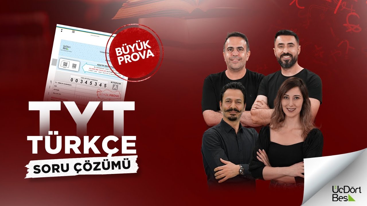 ÜçDörtBeş Yayınları TYT Türkiye Geneli Büyük Prova 2025 - Türkçe