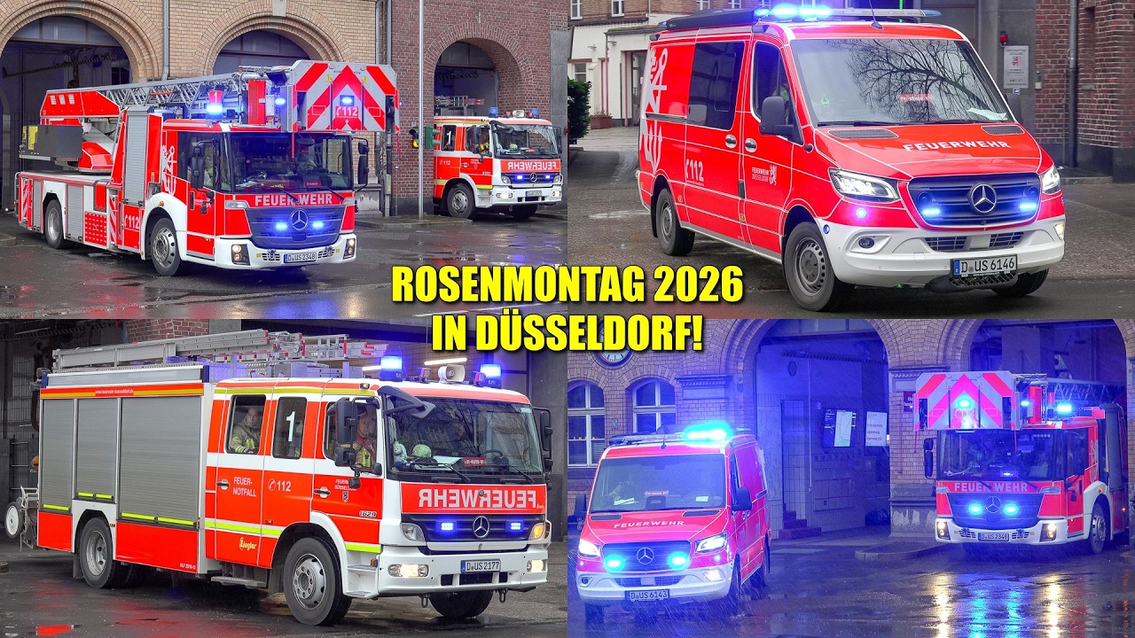 [ROSENMONTAG 2026 IN DÜSSELDORF!] - Einsatzfahrten von Feuerwehr, Rettungsdienst & Polizei -