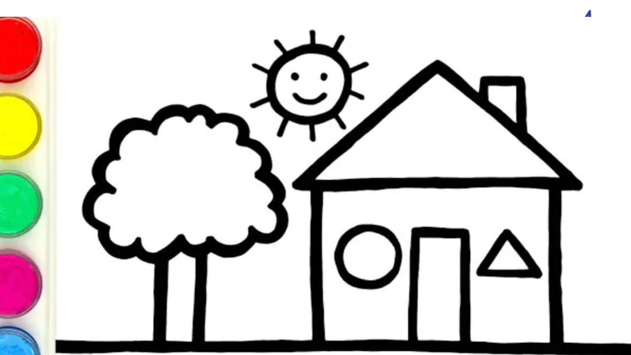 Easy farm house drawing for kids|House drawing for kids|Kids Drawing 