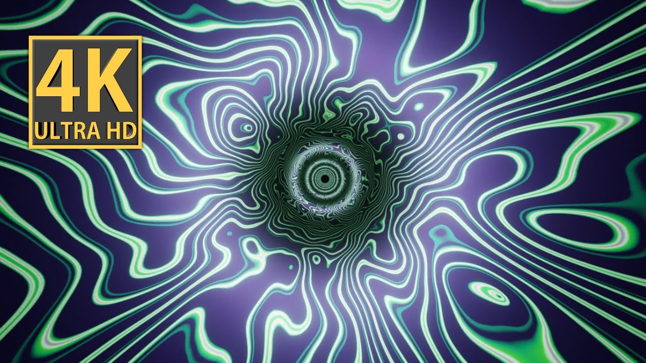 Psychedelic Hypnotic Relaxing Screensaver VJ LOOP NEON Green Purple Abstract Background Video 4k
