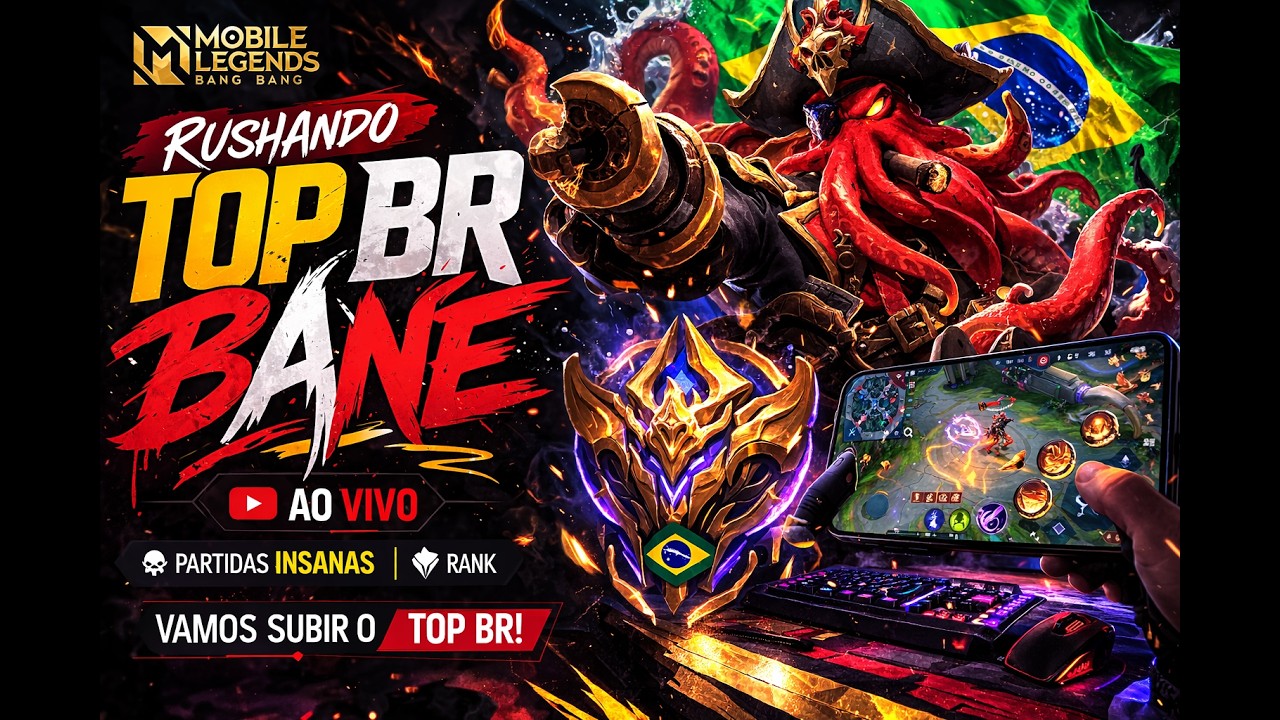 🚨 RUSHANDO TOP BR BANE NO MOBILE LEGENDS  AO VIVO! PARTIDAS INSANAS 🔥