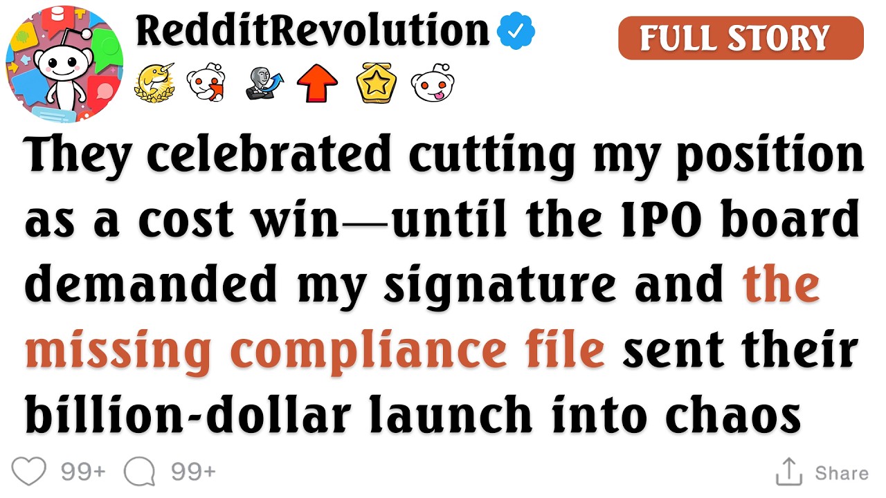 After boasting about firing me to save expenses, they panicked in the IPO briefing when the...