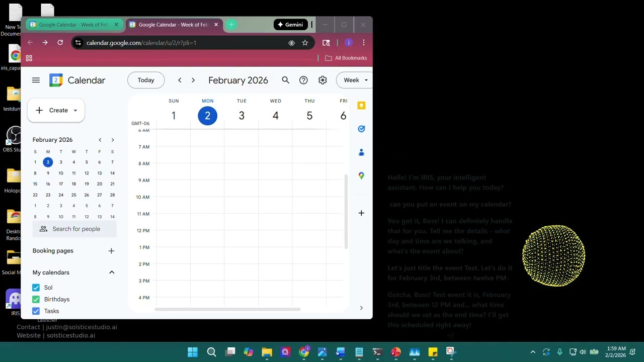 Watch IRIS, our Voice-first desktop AI , add a calendar event in real time. No clicks, just voice.
