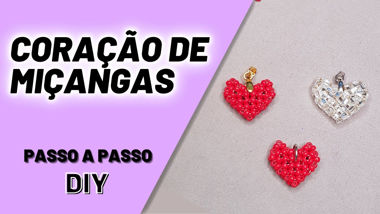 Pingente de Coração de Miçangas Passo a Passo (DIY Beaded Heart Pendant)