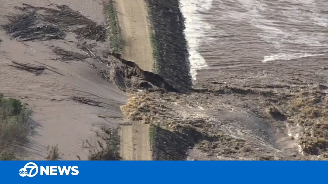 Salinas River in California breaks levee after flooding