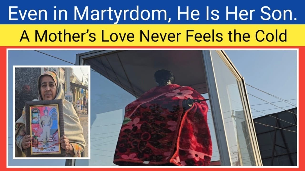 A Mother’s Eternal Love: RS Pura Woman Wraps Blanket Around Martyr Son’s Statue