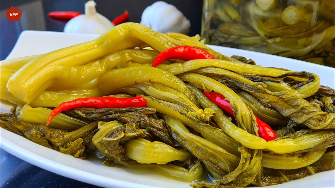 វិធីធ្វើជ្រក់ស្ពៃមិនបាច់ហាលស្ពៃ || Pickled green mustard without sun drying