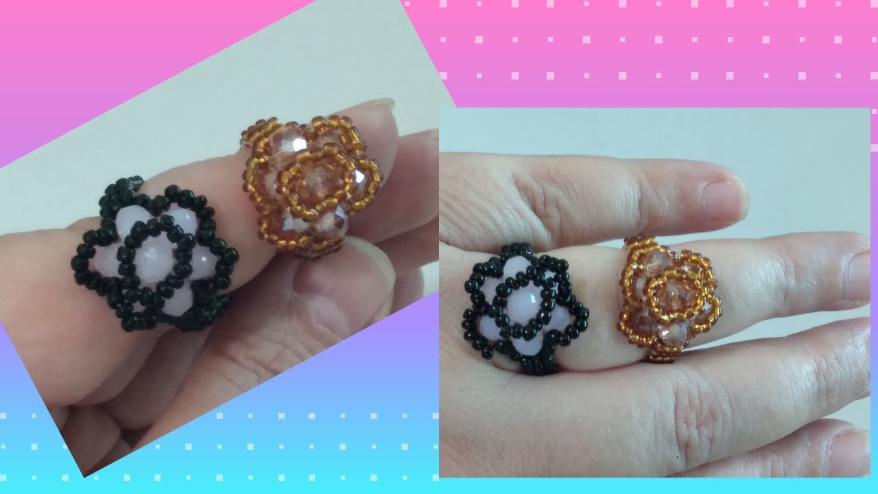 خاتم من خرز..طريقة سهلة لعمل خاتم من خرز الكريستال وخرز البذور..#accessories#2021#handmade#ring#