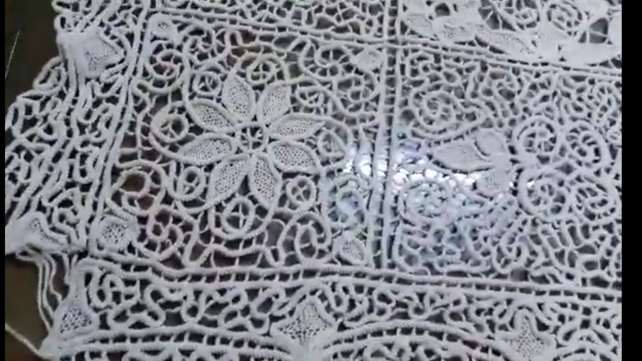 طريقه تشبيك مفرش سفره لاسيه#لاسية