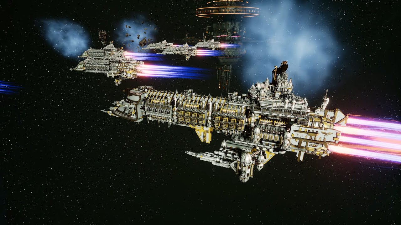 Imperial Navy vs Tau Merchant Fleet - Massive Battle - Battlefleet Gothic Armada 2