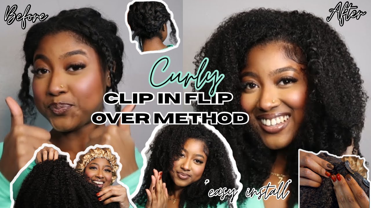 QUICK & EASY Flip Over Method w/ Clip ins | Minimal Leave Out | CurlsQueen 4a/4b Water Kinky Coily