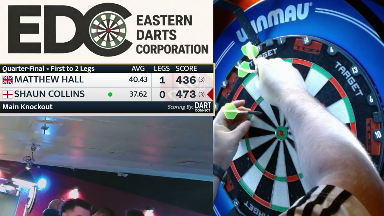 EDC Darts (UK) Thursday 19th February 2026 Diss Heywood 24 player ko shaun vs matt quarter final