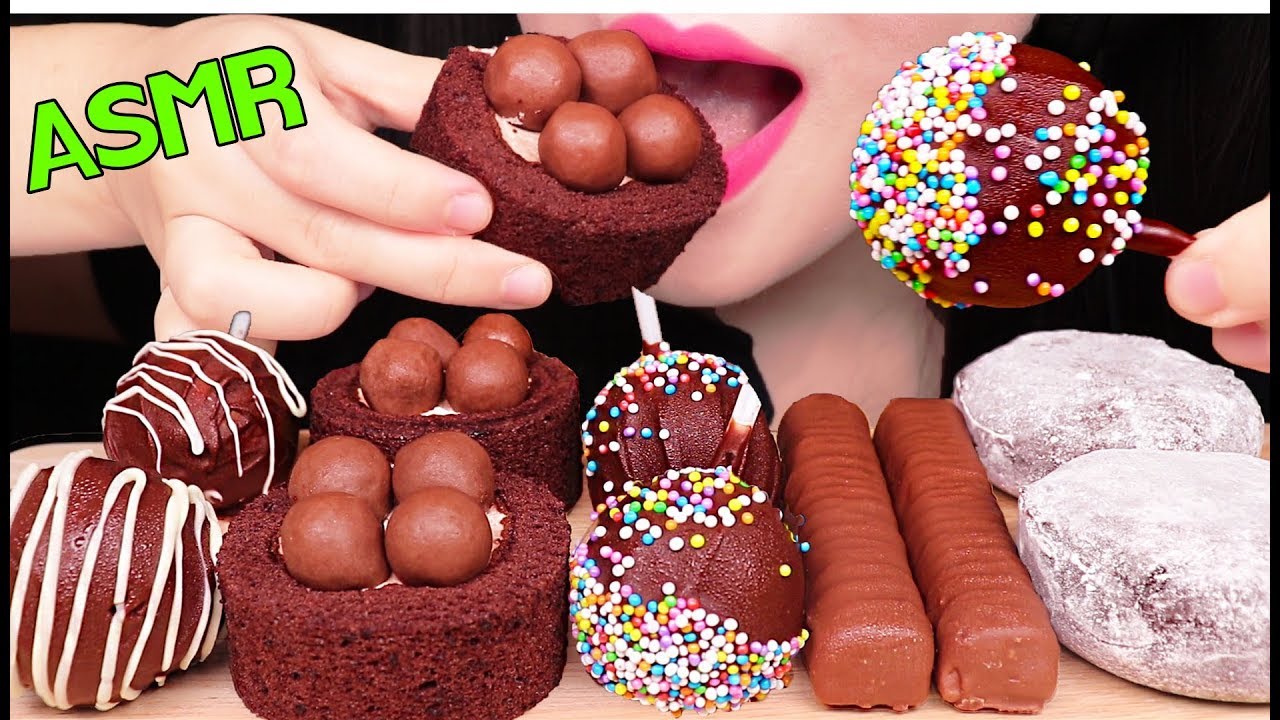 ASMR CHOCOLATE CAKE POP, MALTESERS CAKE, TWIX, RICE CAKE 초콜릿 케이크팝, 몰티져스 케이크, 찰떡아이스 먹방 EATING SOUNDS