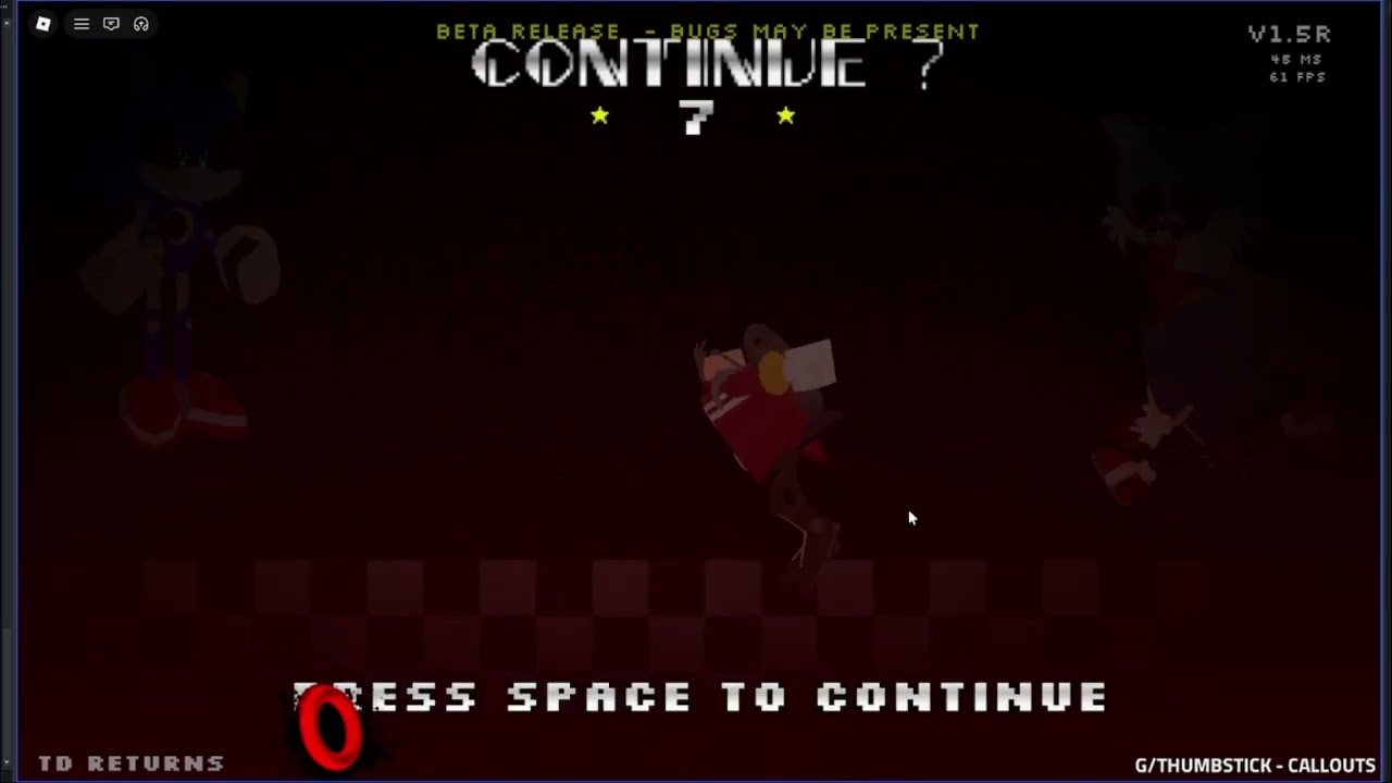 CONTINUE SCREEN SONIC THE DISASTER RETURNS