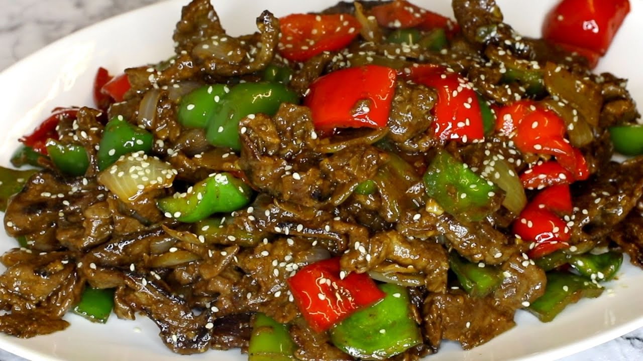 CHINESE TAKE OUT!  MIXED PEPPER STEAK RECIPE ! 👌THIS IS THE BEST THING MY SONS EAT . ASMR COOKING..