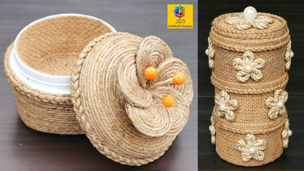 Jute craft ideas | Home decorating idea handmade | Jewelry Box | DIY Jute Craft Decoration Design