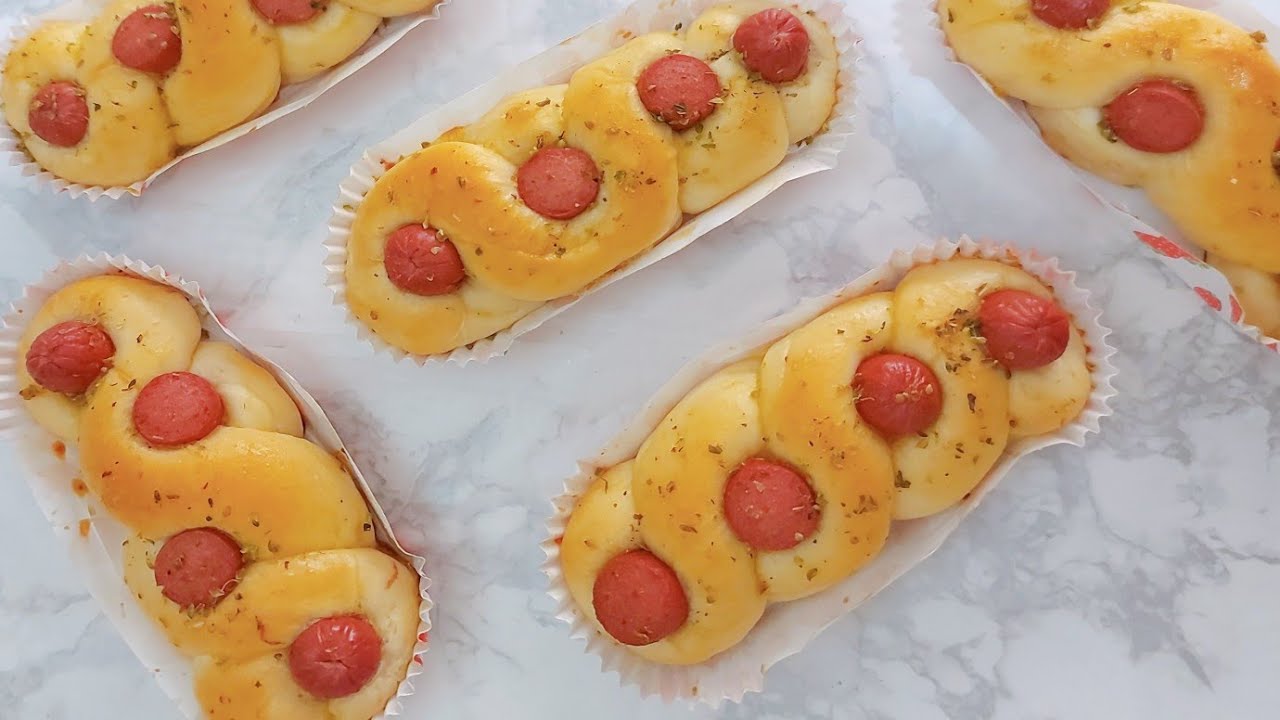 ขนมปังไส้กรอก แป้งนุ่ม พักแป้งรอบเดียว One time proofing Sausage bread rolls