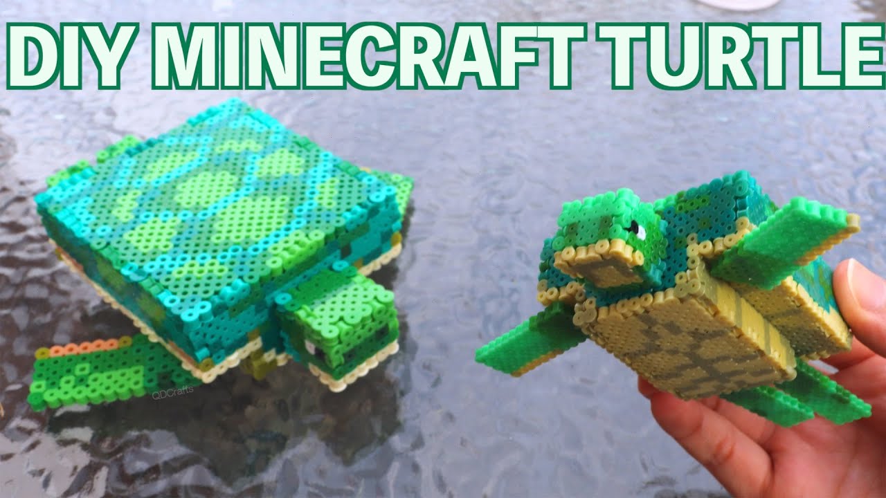 3D-фигурка черепахи из бисера Перлер из Minecraft своими руками