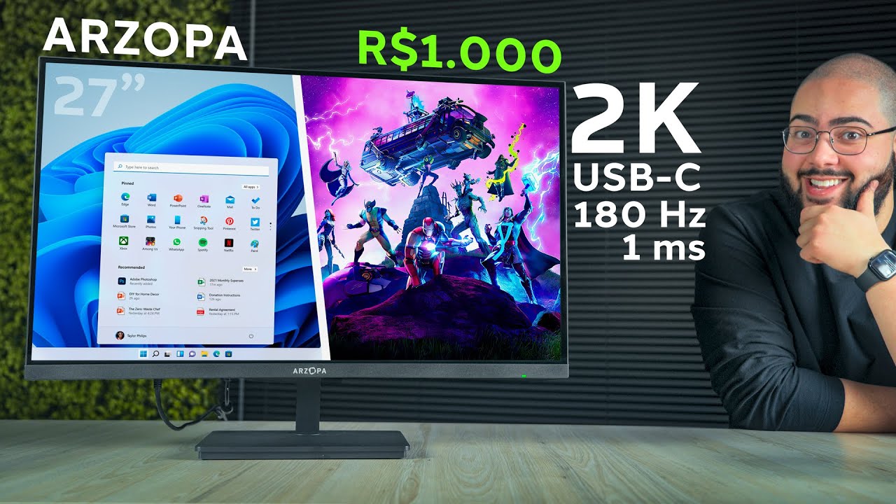 O Monitor BARATO Mais Completo do Mercado! USB-C, 2K, 180hz Por R$1.000 - Arzopa M1RC